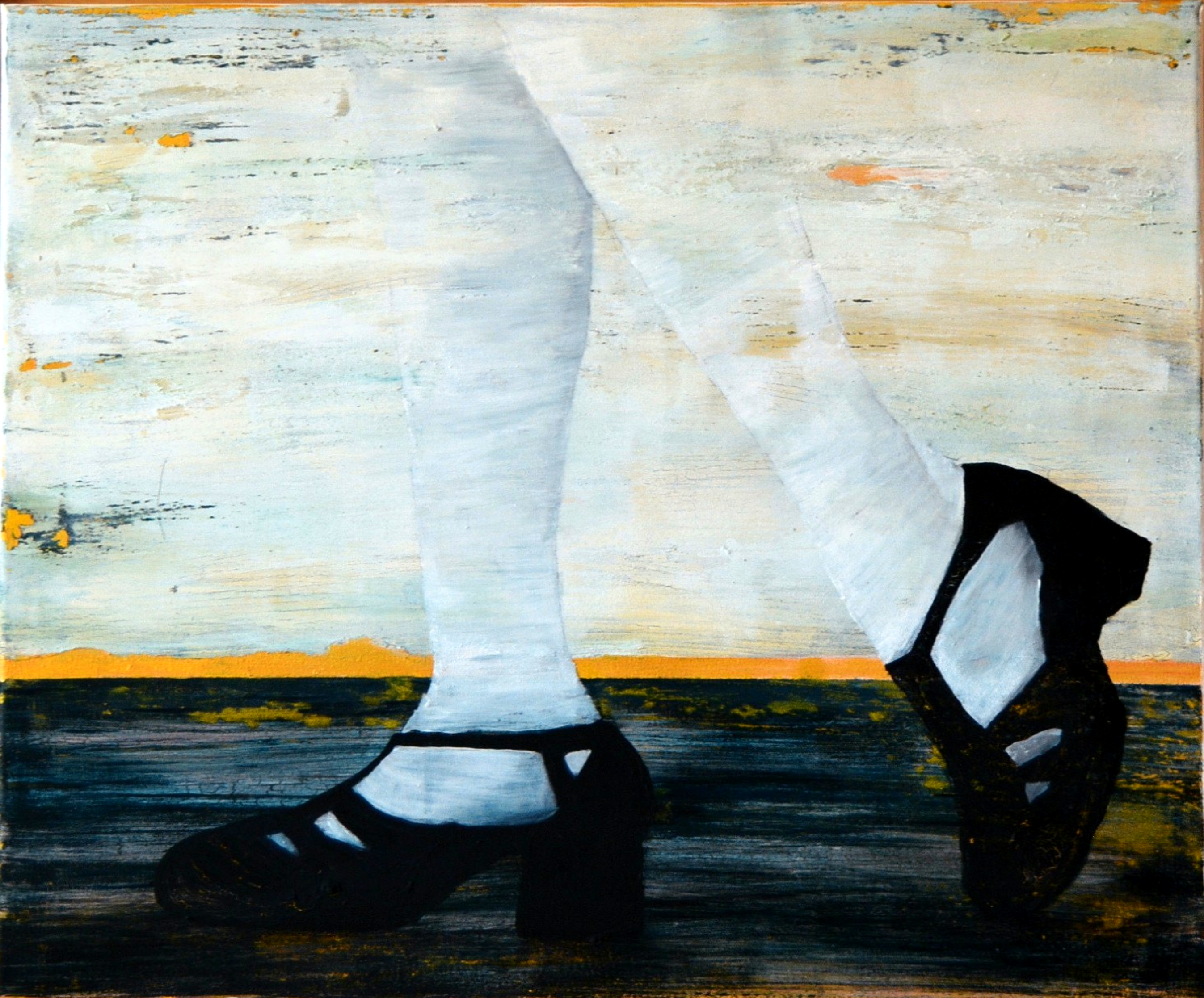 ERFOLG - Acryl auf Leinwand - 60x50cm - schwarze Stöckelschuhe und Beine einer jungen Frau